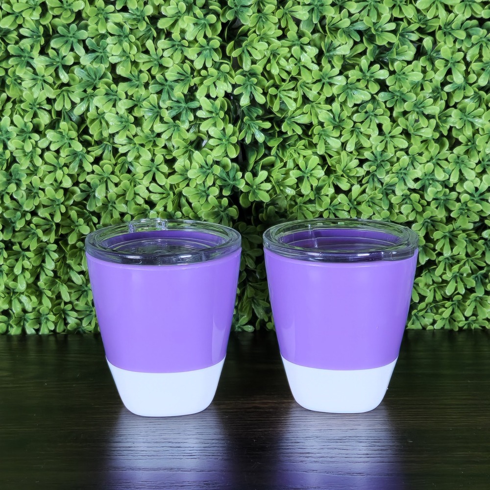 2 Munchkin 7 Oz Toddler Training Cups Purple BPA-Free With Lids